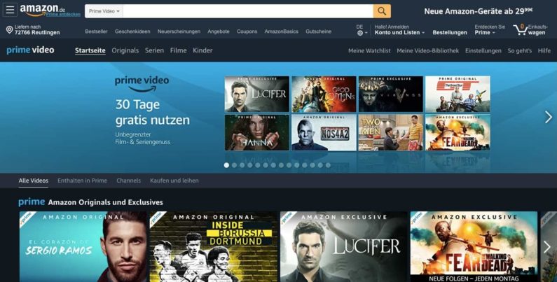 Screenshot Amazon Prime